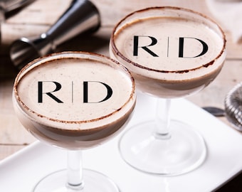 CLEAR DRINK toppers Custom initials minimal simple, initials, wedding cocktail topper, edible wedding initials, edible topper, wedding decor