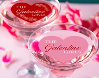Galentine Girls Drink Toppers - Heart Shaped Toppers