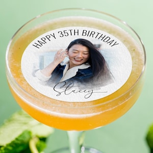Custom photo birthday EDIBLE Wafer drink topper, cocktail topper, custom edible drink topper, birthday party drink toppers, drink toppers