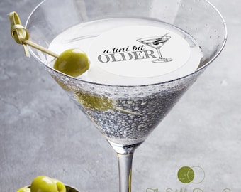 EDIBLE white wafer a TINI bit older drink toppers, a Tini bit older birthday party, happy birthday tini bit older drink toppers, tini bday