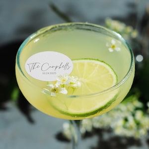 WHITE WAFER Custom Last Name Wedding Edible DRINK topper, wedding cocktail topper, edible wedding decor, custom edible topper, wedding decor