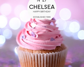 Edible Cupcake Toppers - Elegant Birthday Party Cupcake Toppers