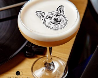 Edible Pet Portrait Drink Toppers - Pet Drawing Cut-Out Cocktail Toppers for Weddings, Birthdays, Special Occasions, Personalized Pet Decor