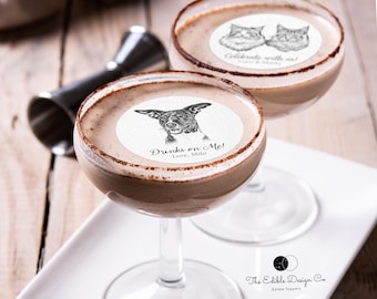 Pet Portrait Edible Drink Toppers: Custom Pet Drawing Cocktail Garnish