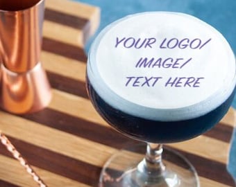 6 Custom Edible 3&quot; DRINK toppers, circle cocktail topper, edible coffee image, custom edible topper, edible photo, custom edible image