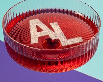 Edible Drink Toppers - Shimmering Silver CUT-OUT Monogram Initials