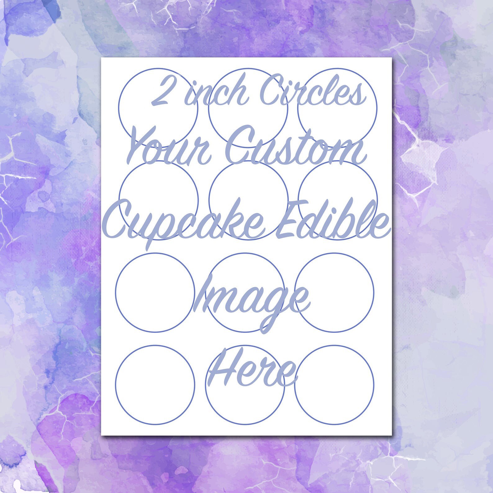 12 Custom Edible 2 Cupcake Toppers Circle Cookie Etsy