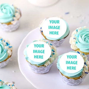 12 Custom Edible 2&quot; cupcake toppers, circle cookie topper, edible cupcake image, custom edible topper, edible photo, cookie edible image