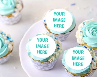 12 Custom Edible 2&quot; cupcake toppers, circle cookie topper, edible cupcake image, custom edible topper, edible photo, cookie edible image