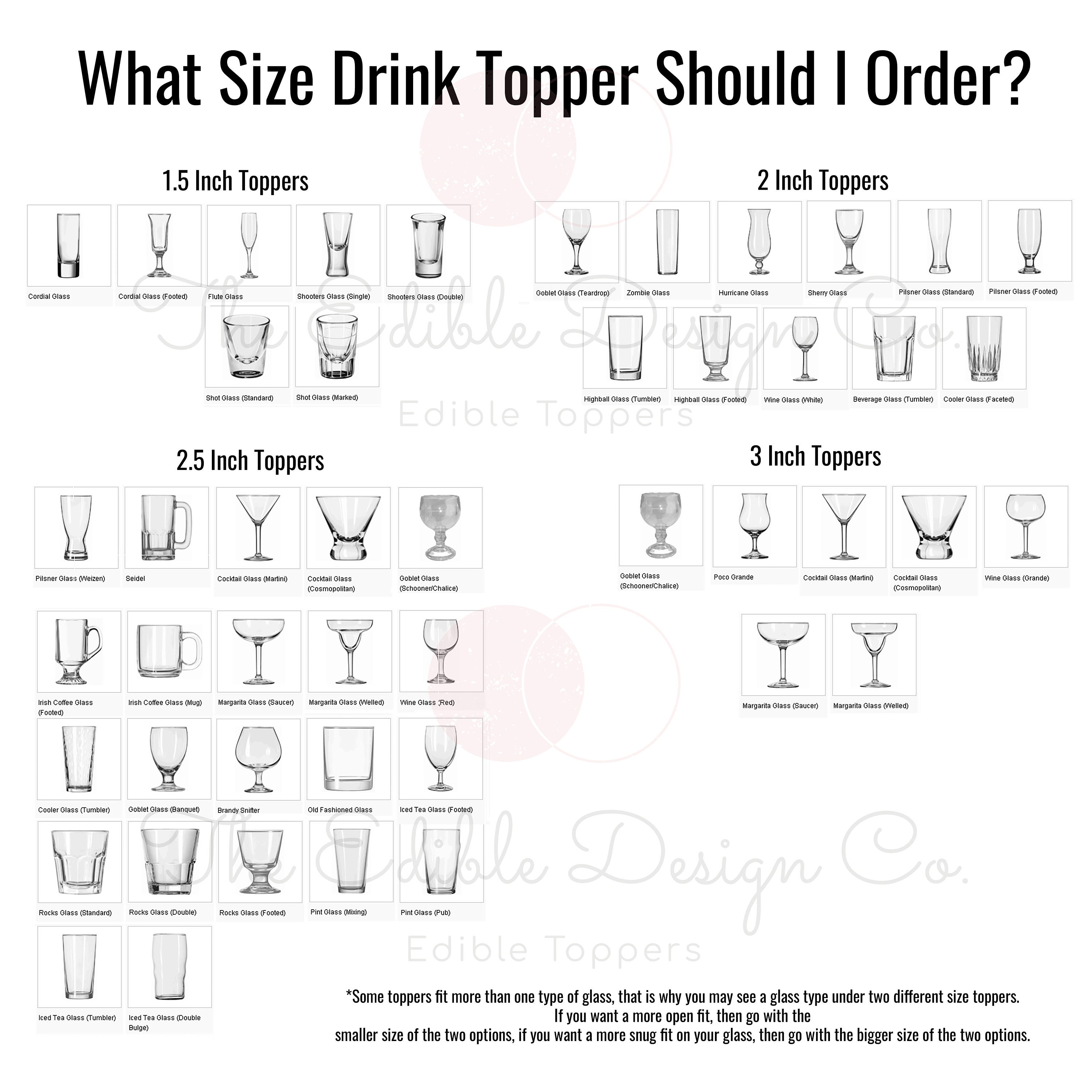 12 2 Inch EDIBLE CLEAR Drink Topper, Clear Cocktail Topper, Custom Drink  Topper, Clear Custom Drink Toppers, Transparent Drink Topper 