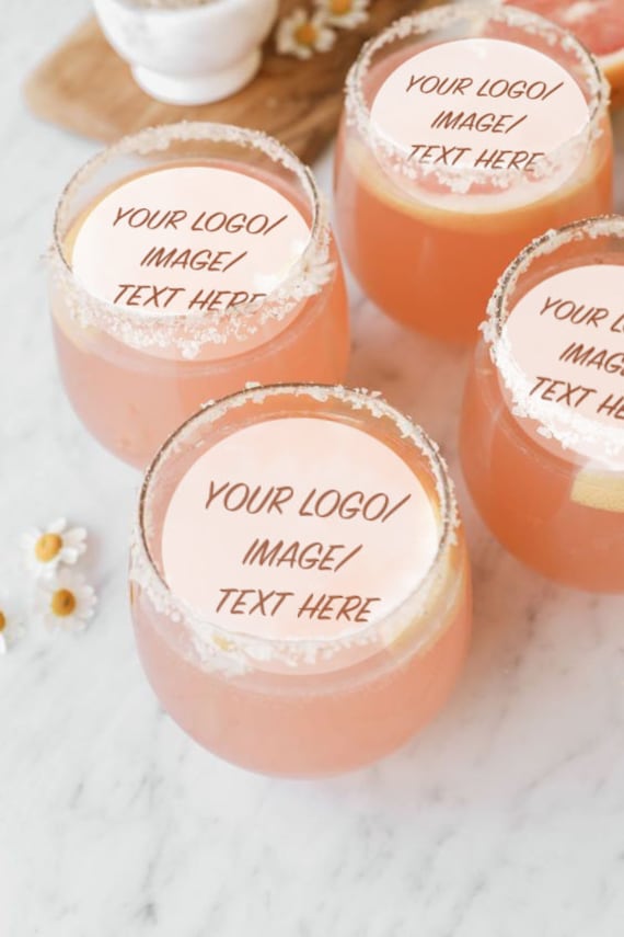 12 Custom Edible 2 DRINK Toppers Circle Cocktail Etsy