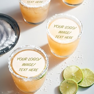 12 toppers DRINK comestibles personalizados de 2,5&quot;, topper de cóctel circular, imagen de café comestible, topper comestible personalizado, foto comestible, imagen comestible personalizada
