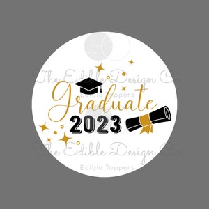 Graduation 2023 EDIBLE Wafer drink topper, cocktail topper, graduation drinks, congrats grad gift, graduation party favors, 2023 graduate image 2