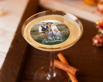 Merry Christmas Custom Photo Edible Drink Toppers
