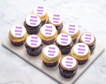 30 Custom Edible 1.25&quot; mini cupcake toppers, circle edible topper, edible image, custom edible topper, edible photo, mini cookie image