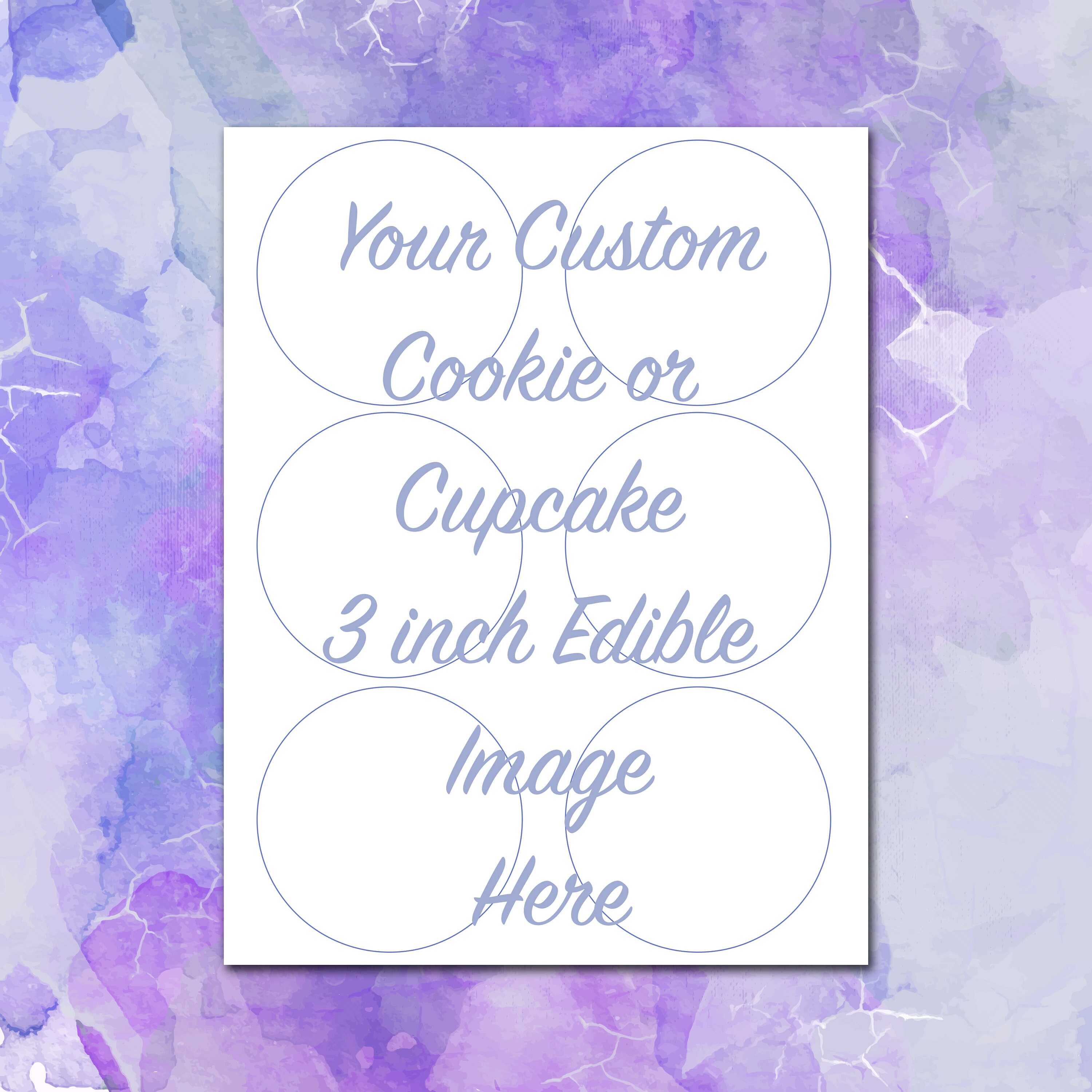 6 Custom Edible 3 Cupcake Toppers Circle Cupcake Etsy