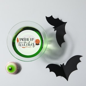 Halloween Edible Drink Toppers, spooky drink topper, halloween party ideas, spell, halloween bat, edible halloween toppers, ghost toppers