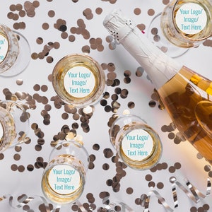 20 Custom Champagne Edible 1.5&quot; DRINK toppers, circle cocktail topper, edible image, custom edible topper, edible photo, custom edible image