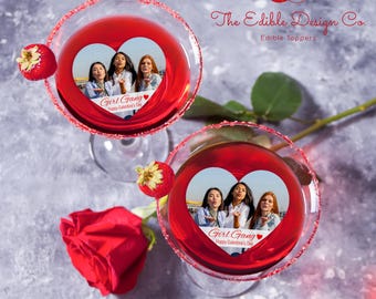 Galentine's Day Photo Drink Topper - Heart Shaped Drink Topper