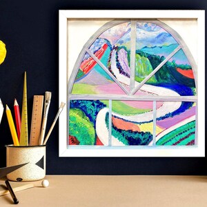 Windowscape,  Original Oil Painting on Board by Sandy Ballatore