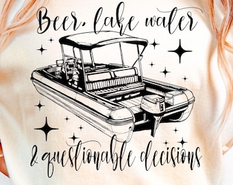 Pontoon Boat PNG: Summer Lake Life Design (Digital Download)