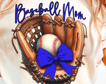 Baseball Mom PNG, Kokette Bogen Handschuh Design, Spieltag Shirt Grafik, Sublimation PNG Download