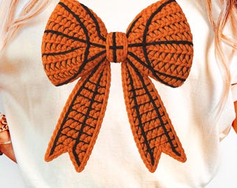 Faux Yarn Basketball Bow PNG, Cozy Sports Clipart, Sublimation Design (Digital Download)