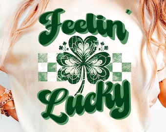 Retro St. Patrick's Day Shamrock PNG: Feeling Lucky Clover (Digital Download)
