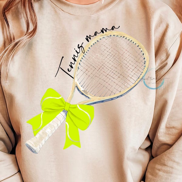 Coquette Watercolor Tennis Mama Graphic (PNG, PDF Download)