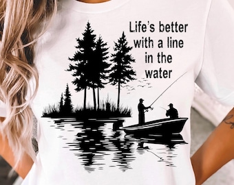 Bass Fishing Graphic: Summer Fisherman Design (Sublimation / DTF File)