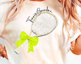 Coquette Tennis Grandma Graphic, Watercolor Racket Clipart (PNG, PDF)