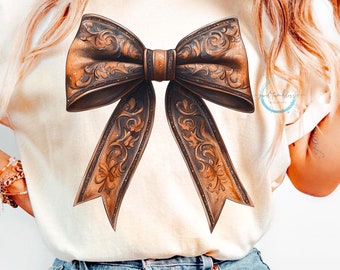 Western Leather Bow PNG: Distressed Coquette Clipart (Digital Download)