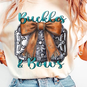 Western bow PNG, Rodeo clipart, Leather bow, Coquette Graphic, Cowgirl printable, Shirt PDF, Sublimation designs, DTF print, Belt buckle image 1