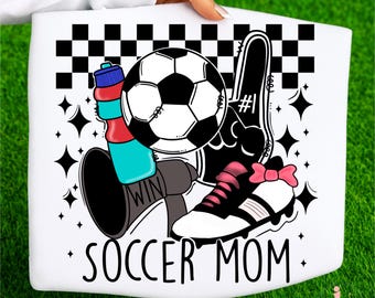 Fußball Mama PNG, Kokette Fußball Design, Sport Mama Shirt Grafik, Fußballspiel Tag PNG, Sublimation und DTF digitaler Download