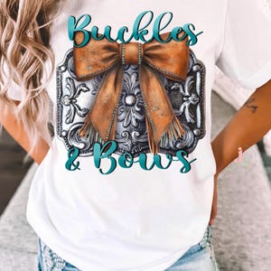 Western bow PNG, Rodeo clipart, Leather bow, Coquette Graphic, Cowgirl printable, Shirt PDF, Sublimation designs, DTF print, Belt buckle image 3