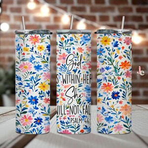 Floral Christian Tumbler Wrap: Jesus Bible Verse Design (Digital Download)