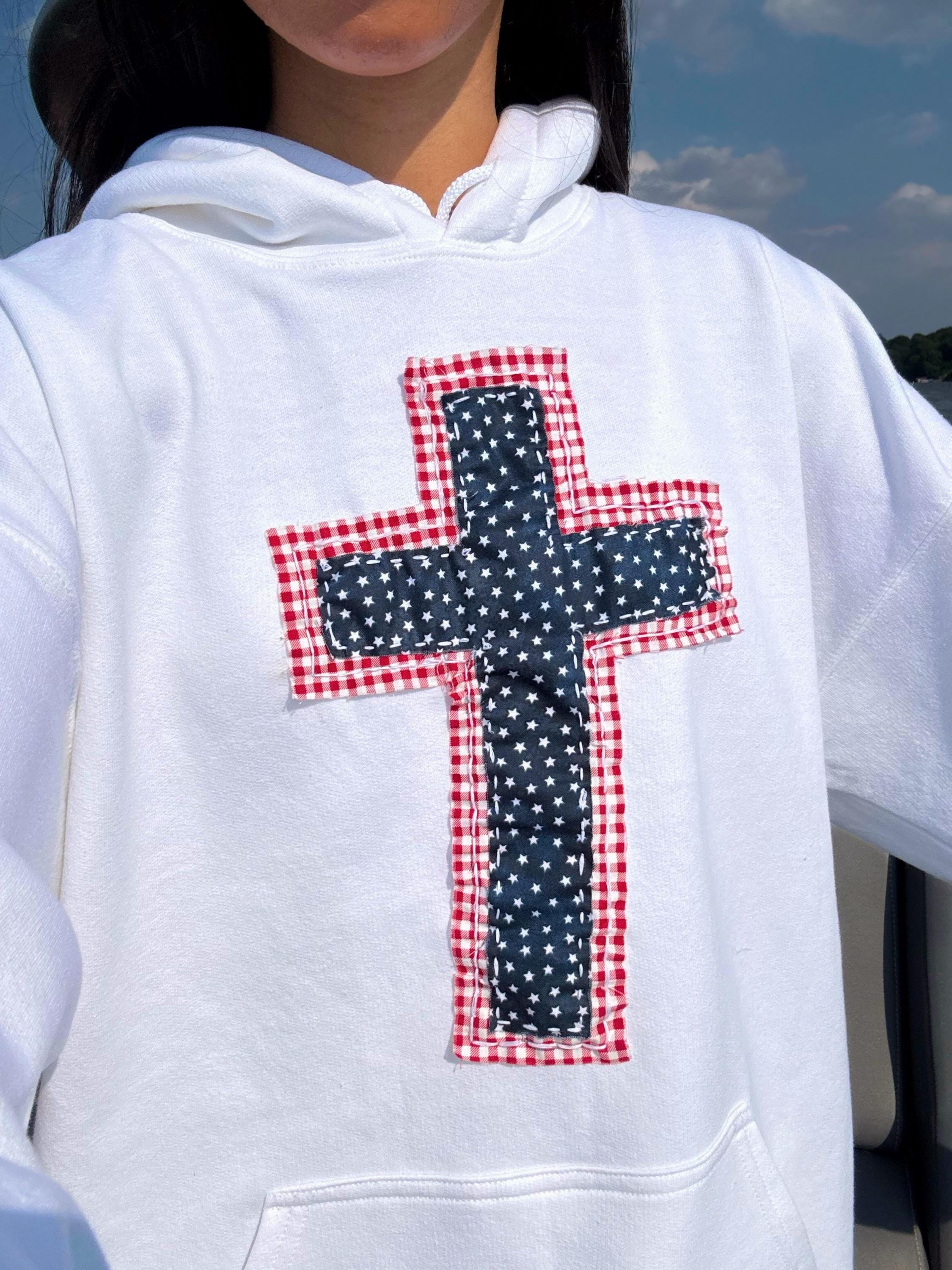 Handmade shop SALE USA Cross Patchwork Hoodie | Limited Edition - Etsy