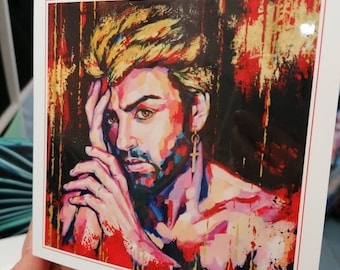 GEORGE MICHAEL-wenskaart met envelop van kunstenaar Lana Arkhi-afdruk van origineel schilderij