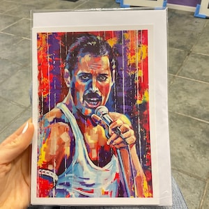 Tarjeta tamaño A5 y sobre de FREDDIE MERCURY a partir de la pintura original de la artista Lana Arkhi