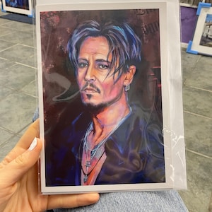 Tarjeta A5 y sobre de JOHNNY DEPP a partir de una pintura original de la artista Lana Arkhi