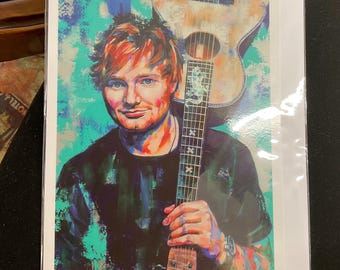 ED SHEERAN Biglietto A5 e busta dal dipinto originale dell'artista Lana Arkhi