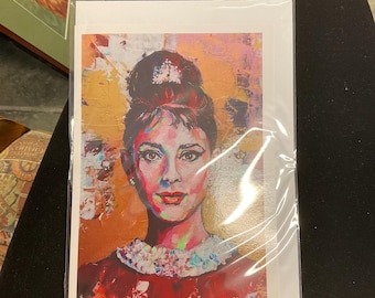 AUDREY HEPBURN A5 card and envelope from original painting by artist Lana Arkhi