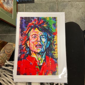 Tarjeta A5 y sobre de MICK JAGGER a partir de una pintura original de la artista Lana Arkhi