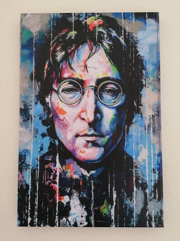 John Lennon canvas print from Original abstract acrylic | Etsy