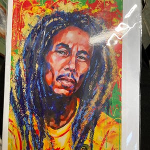 Tarjeta tamaño A5 y sobre de BOB MARLEY a partir de la pintura original de la artista Lana Arkhi