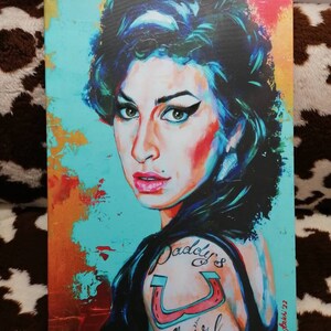 Tarjeta A5 y sobre de AMY WINEHOUSE a partir de una pintura original de la artista Lana Arkhi