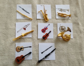 Montessori Musical Instrument Replica 5 Parts Nomenclature Flash Cards Miniatures Figurines Home School Classroom Educational Learning Cards