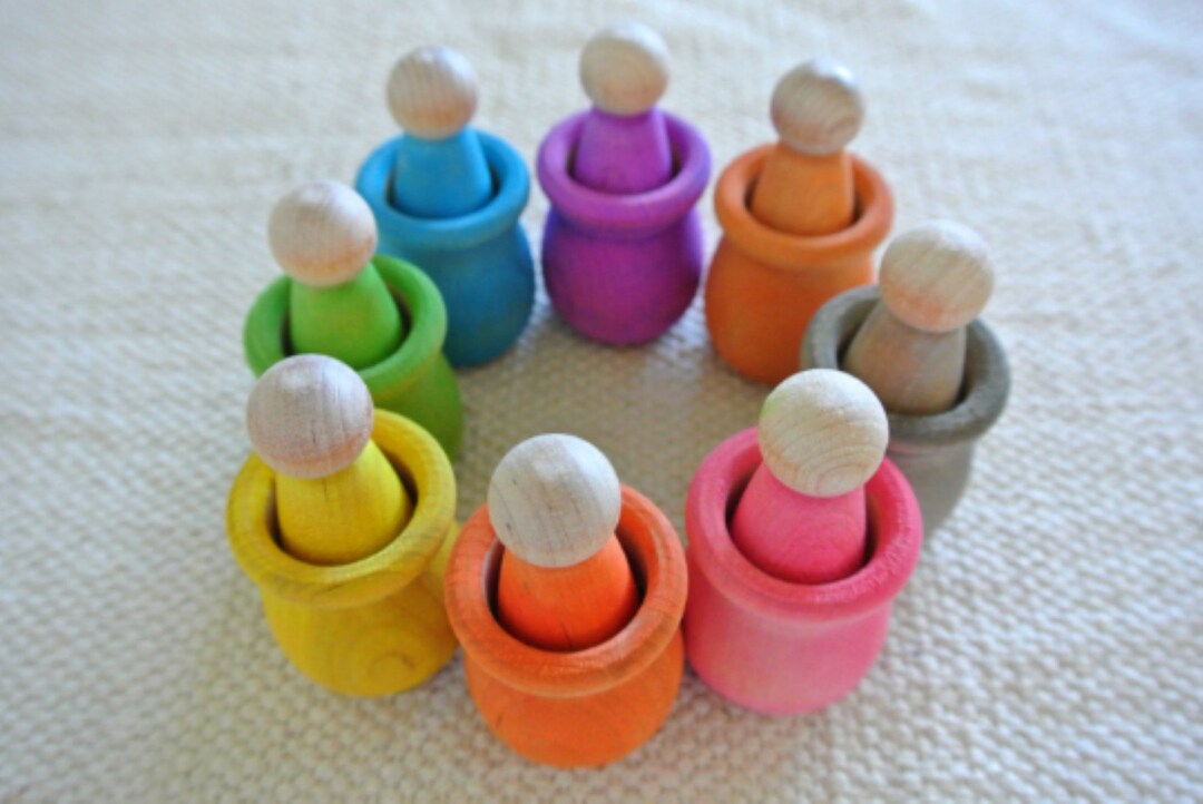 Montessori Waldorf Inspired Rainbow Prince Wooden Peg Toys - Etsy