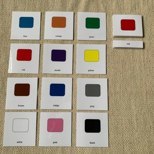 Cartões de cores Montessori 3 partes, cartões de memória flash para sala de aula, escola e nomenclatura