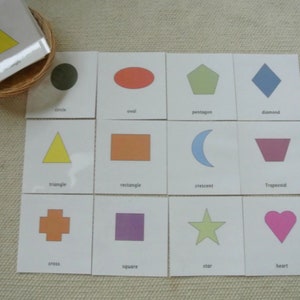 Cartões de Formas Geométricas Montessori Cartões de 3 Partes